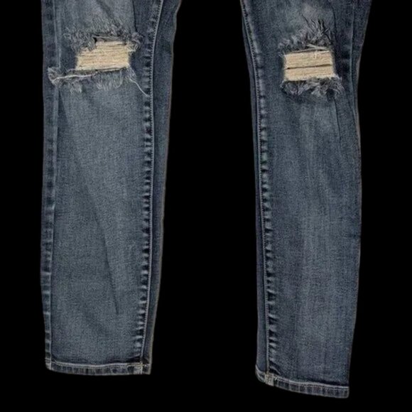 American Blue Straight Leg Mid Rise Distress Medium Wash Rinse Denim Jeans Pants - Picture 6 of 6